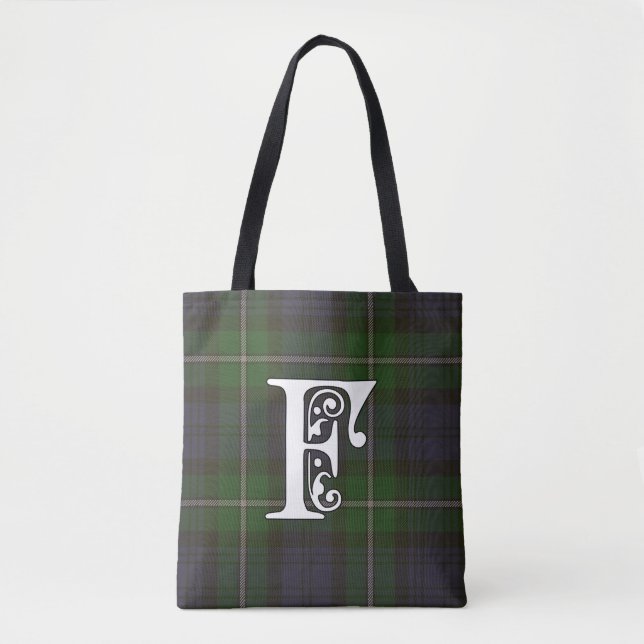 Forbes Clan Tartan Monogram Tote Bag (Front)