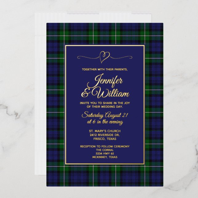 Forbes Clan Tartan Plaid Weddi Foil Invitation (Envelope)