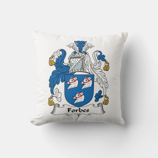 Forbes Family Crest Throw Pillow (Front)