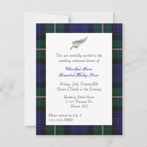 Forbes Plaid Wedding Rehearsal Dinner Invitation
