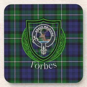 Forbes Scottish Clan Tartan & Crest Beverage Coaster