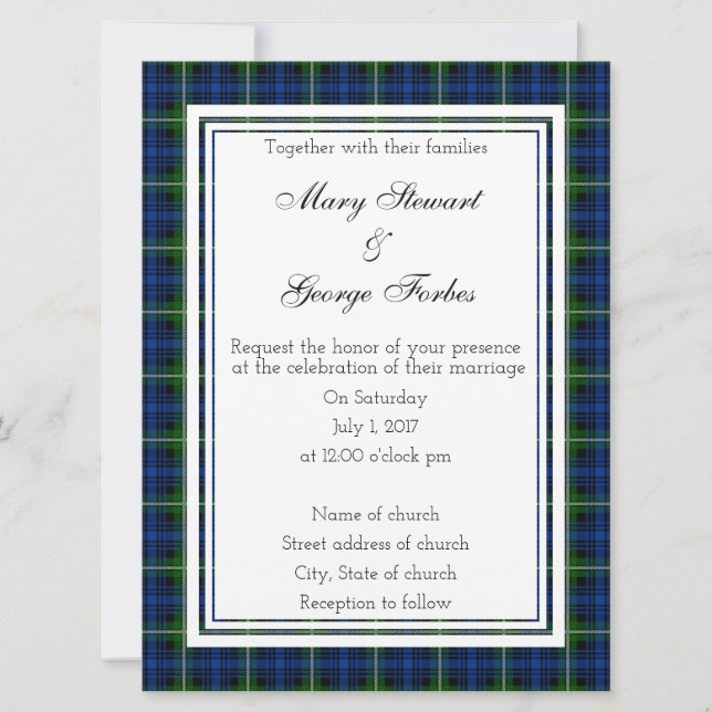 Forbes Scottish Wedding Invitation (Front)