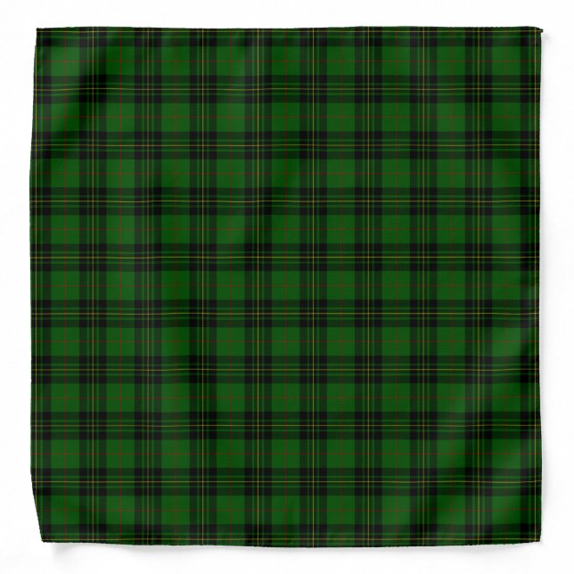 Forbes tartan green black plaid bandana (Front)