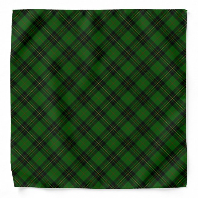 Forbes tartan green black plaid bandana (Front)