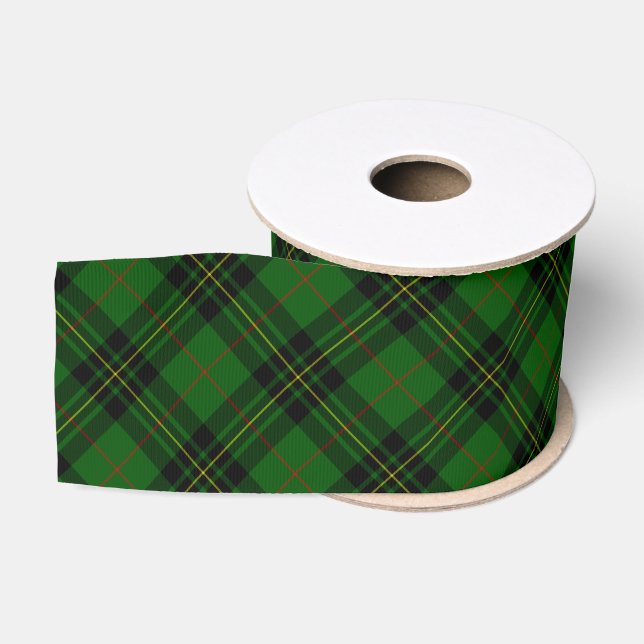 Forbes tartan green black plaid grosgrain ribbon (Spool)
