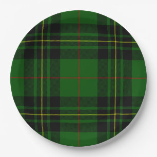 Forbes tartan green black plaid paper plates