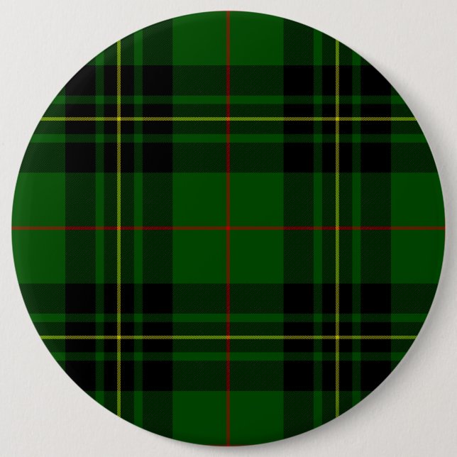 Forbes tartan green black plaid pinback button (Front)
