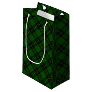 Forbes tartan green black plaid small gift bag