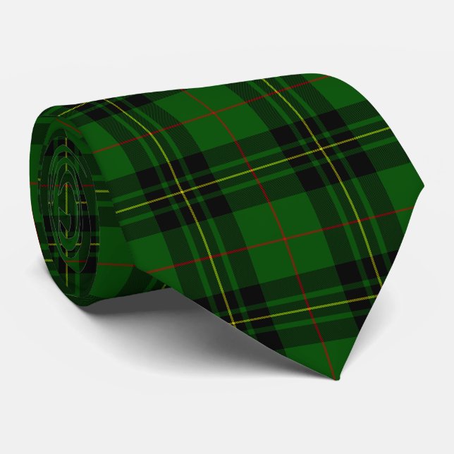Forbes tartan green black plaid tie (Rolled)