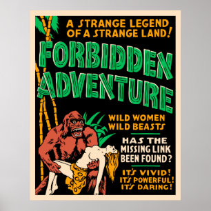 "Forbidden Adventure" Vintage Jungle Poster