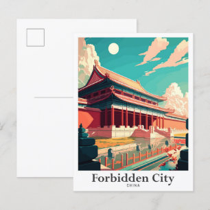 Forbidden City Beijing China Travel Illustration Postcard