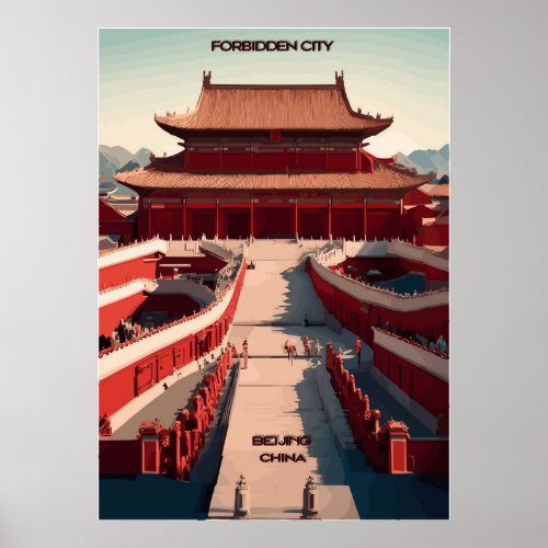 Forbidden City Beijing China Travel Poster Art