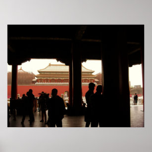 Forbidden city china poster vintage art pillars
