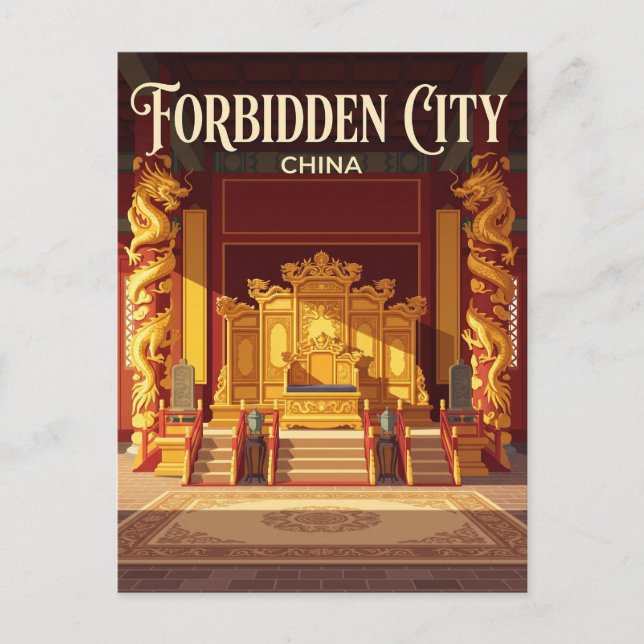 Forbidden City Hall of Supreme Harmony Throne Room Postcard (Front)
