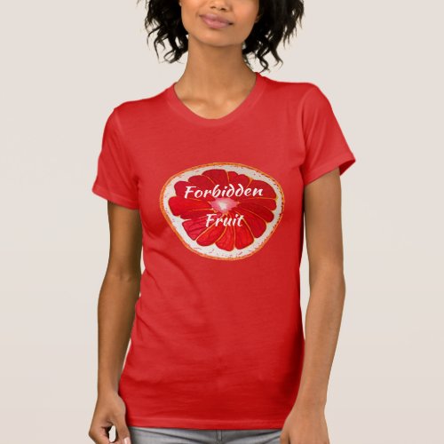 Forbidden Fruit slogan Pop art pink grapefruit T_Shirt