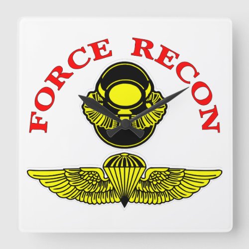 Force Recon Bubblehead Jumpwings Square Wall Clock