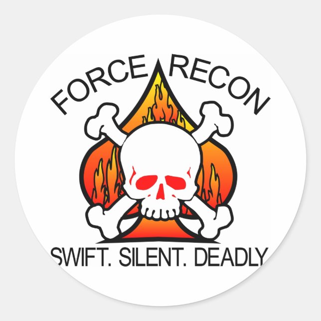 Force Recon Skull Classic Round Sticker (Front)