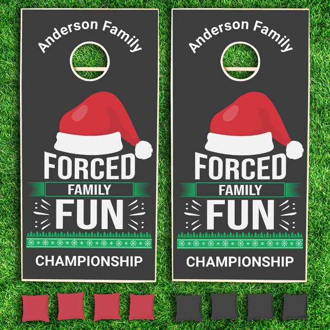 Forced Family Fun Christmas Humor Cornhole Set (Creator Uploaded)