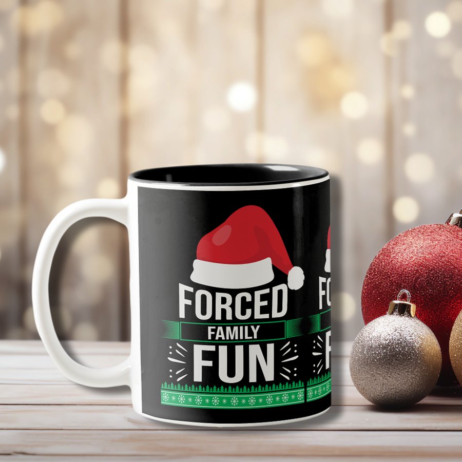 Forced Family Fun Christmas Humor Two-Tone Coffee Mug