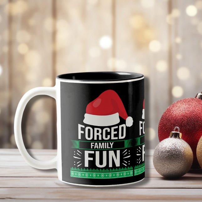 Forced Family Fun Christmas Humor Two-Tone Coffee Mug (Creator Uploaded)