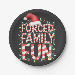 Forced Family Fun Funny Family Matching Outfit Paper Plates