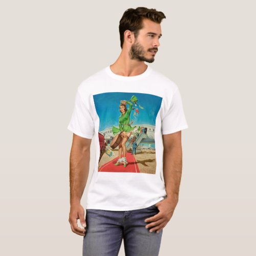 Forced landing retro pinup girl T_Shirt