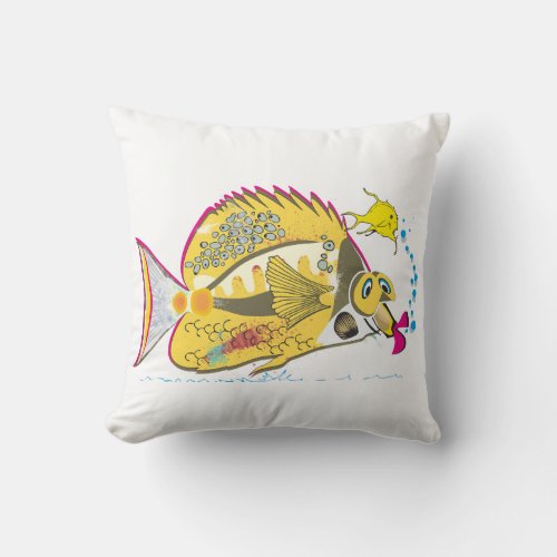 Forceps fish long_nosed butterfly fish throw pillow