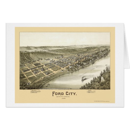 Ford City, PA Panoramic Map - 1896 Cards (Front Horizontal)