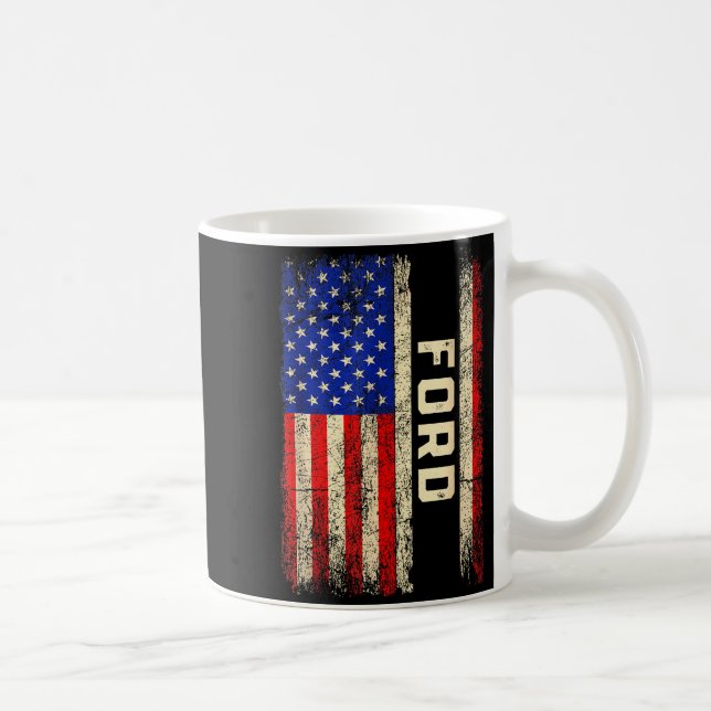 Ford Last Name Shirt Ford Name American Flag  Coffee Mug (Right)