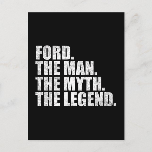 Ford name, Ford The Man The Myth The Legend Postcard (Front)