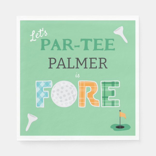 Fore, 4th Birthday Par-tee Golf Napkins (Front)