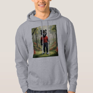 "Fore! A Black Tiger Playing Golf in the Woods" Hoodie