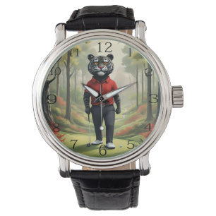 "Fore! A Black Tiger Playing Golf in the Woods" Watch