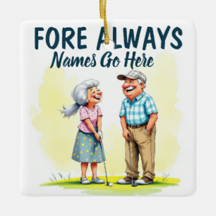 Fore Always Golf Couple Ceramic Ornament