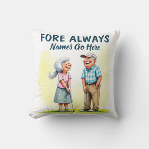Fore Always Golf Couple Throw Pillow