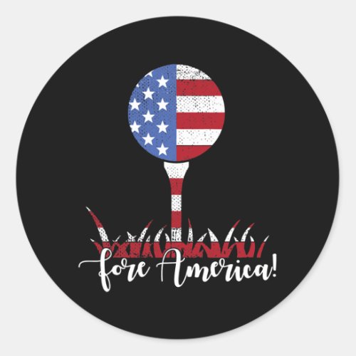 Fore America Patriotic Golf Flag  Classic Round Sticker