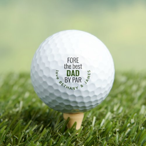 Fore Best Dad By Par from Kids Name Golf Balls