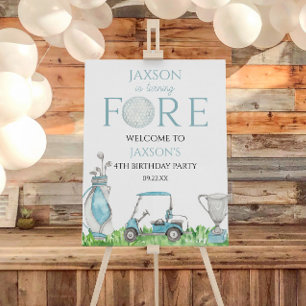 Fore Blue Golf 4th Birthday Party Welcome Sign