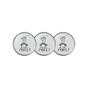 Fore! Funny Golf Duffer Swing Vintage Image Ball Marker