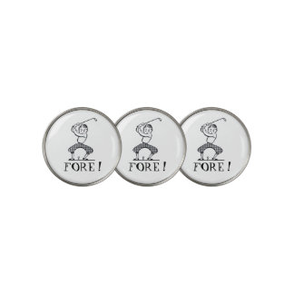 Fore! Funny Golf Duffer Swing Vintage Image Golf Ball Marker
