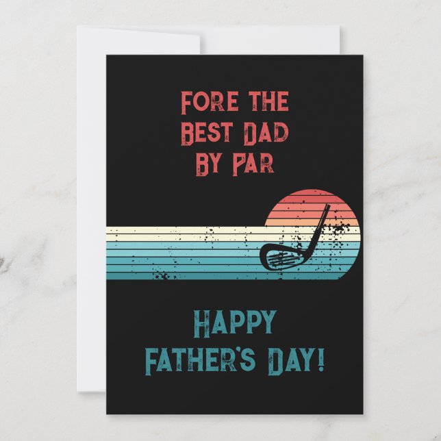 Fore the Best Dad By Par Funny Golf Theme Holiday Card (Front)