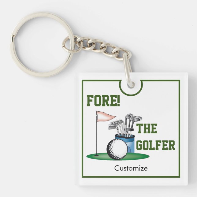 Fore The Golfer Acrylic Keychain (Front)