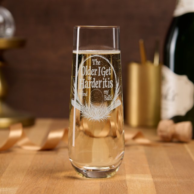 Fore The Love: Perfect Custom Golf-Themed Etched Stemless Champagne Flute (Party)