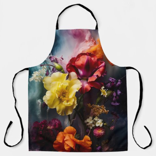 Foreboding Color Flowers Apron