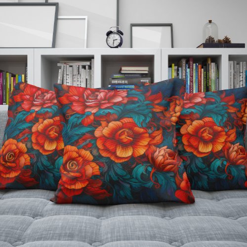 Foreboding colors of flowers throw pillow