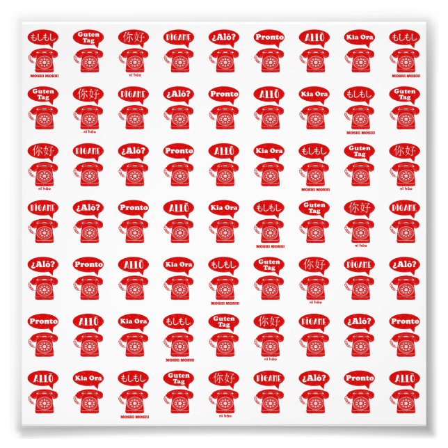 Foreign Language greetings telephone pattern Photo Print (Front)