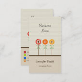 Foreign Language Tutor - Cute Floral Theme Business Card (Front/Back)