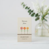 Foreign Language Tutor - Cute Floral Theme Business Card (Standing Front)