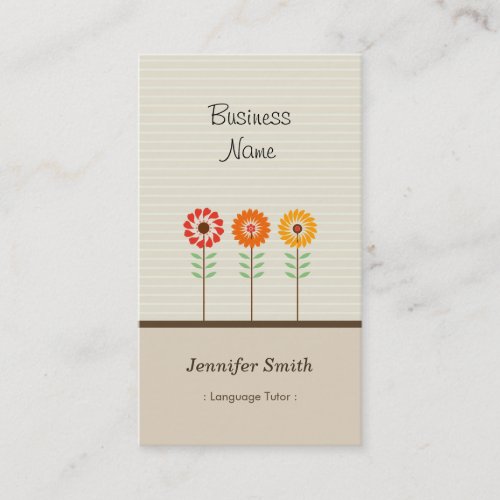 Foreign Language Tutor _ Cute Floral Theme Business Card