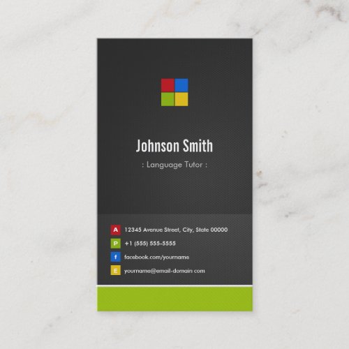 Foreign Language Tutor _ Premium Creative Colorful Business Card